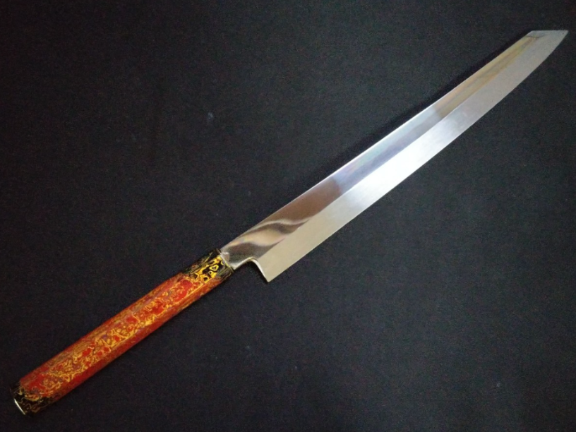 White Steel #2 Mizuyaki Honyaki Yanagiba 300mm – Custom Lacquer