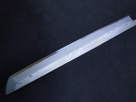 Wihte Steel #2 Damascus Yanagiba (Sakimaru) 300mm- Mirror Polished Blur Finish