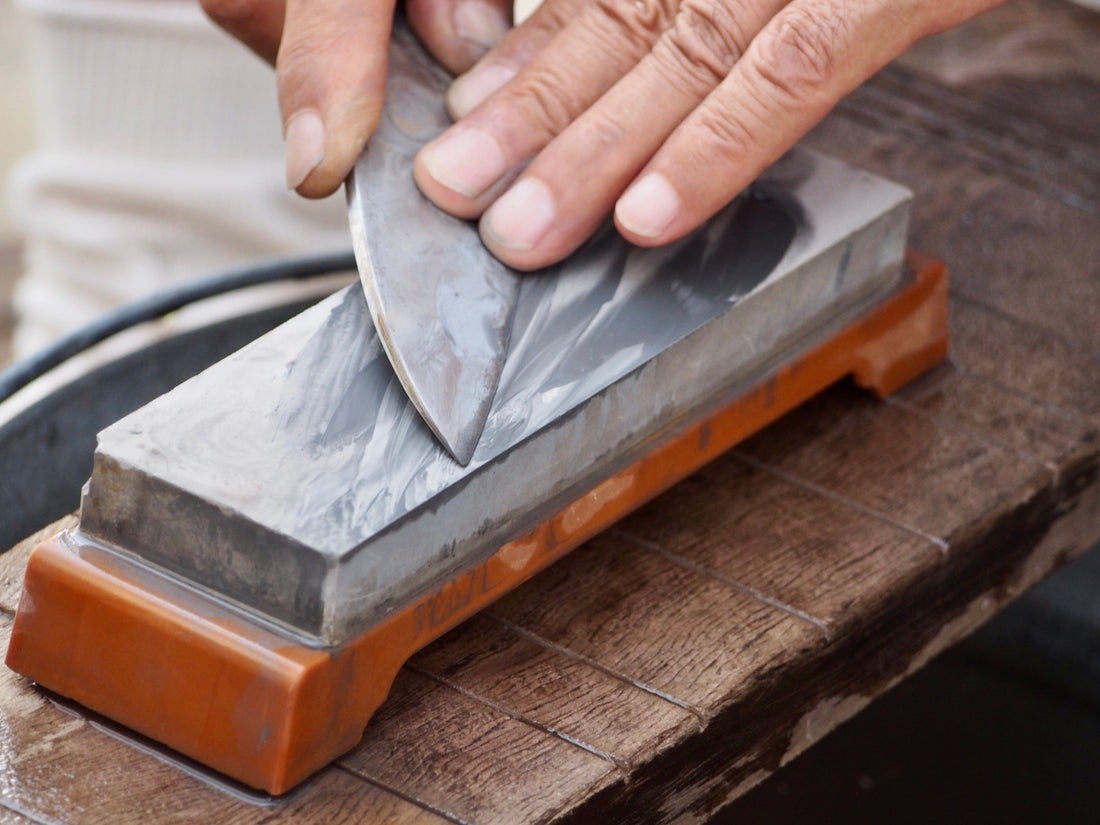 Sharpening Japanese knife from Sakai City.