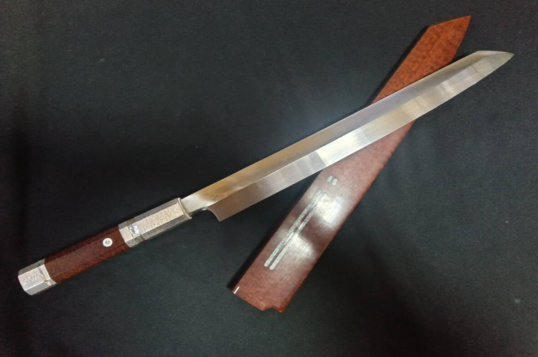 White Steel #2 (Honyaki-Mizuyaki) Yanagiba(Kiritsuke) 330mm-Mirror Polished(both sides)