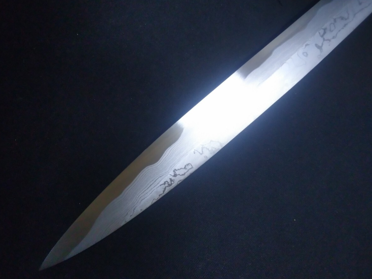 Blue Steel #2 Damascus Sushi Yanagiba 270mm- Mirror Polished Blur Finish