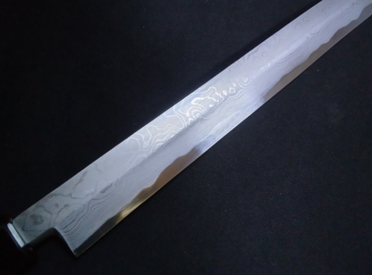 Blue Steel #2 Damascus Takohiki 240mm- Mirror Polished Blur Finish