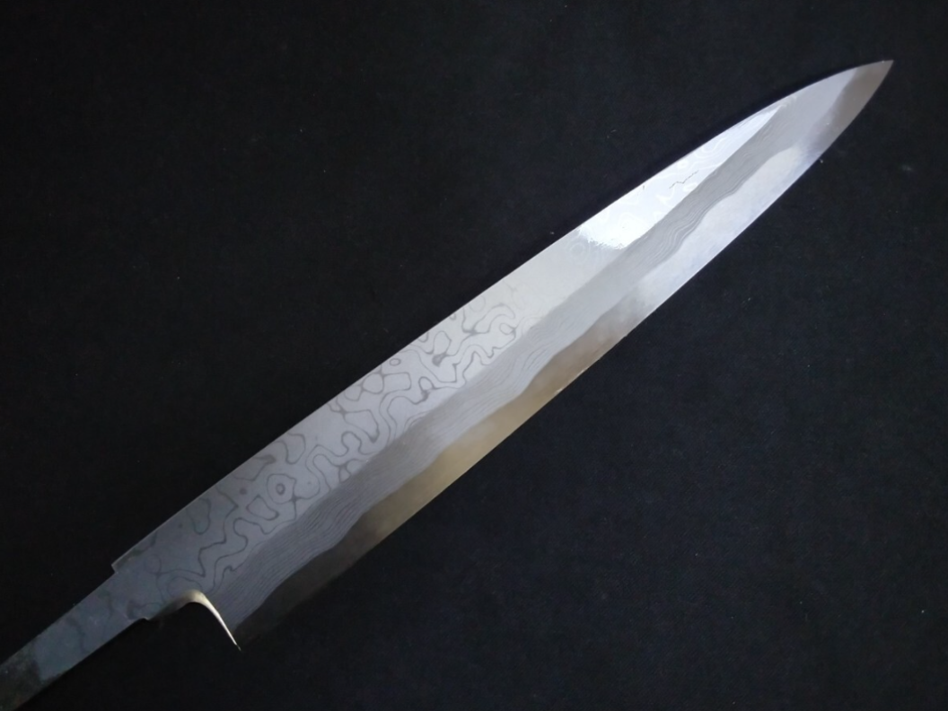 Blue Steel #2 Damascus Yanagiba 210mm- Mirror Polished Blur Finish