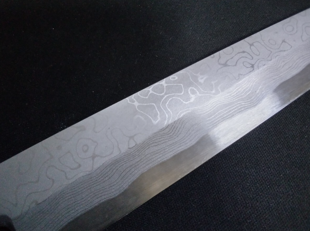 Blue Steel #2 Damascus Yanagiba 210mm- Mirror Polished Blur Finish