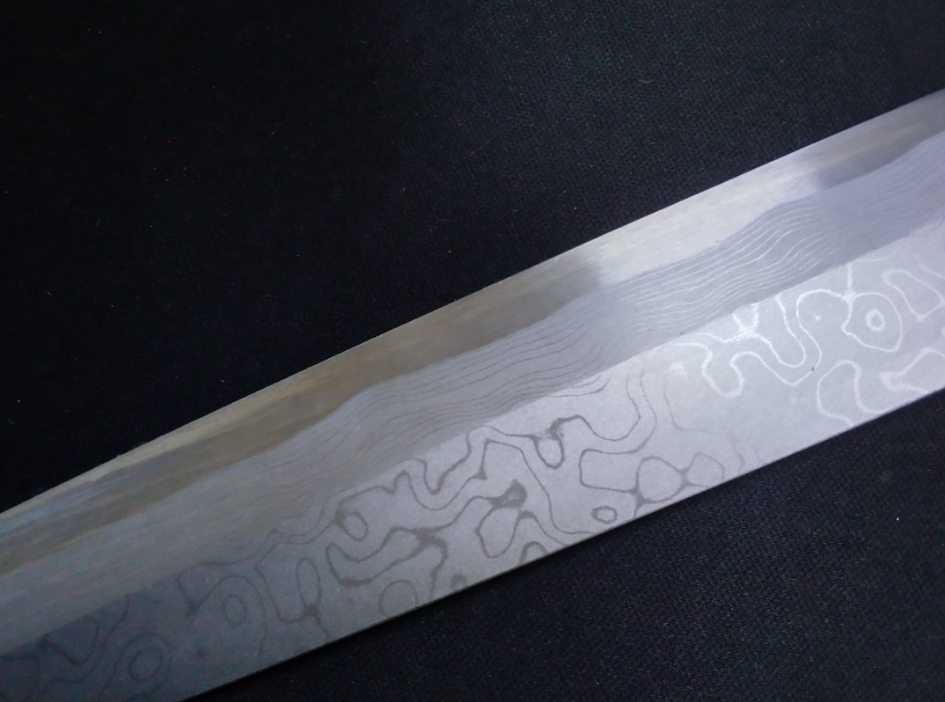 Blue Steel #2 Damascus Yanagiba 210mm- Mirror Polished Blur Finish