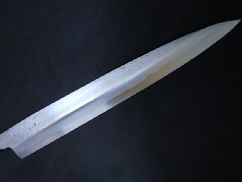 Blue Steel #2 Damascus Yanagiba 240mm- Mirror Polished Blur Finish