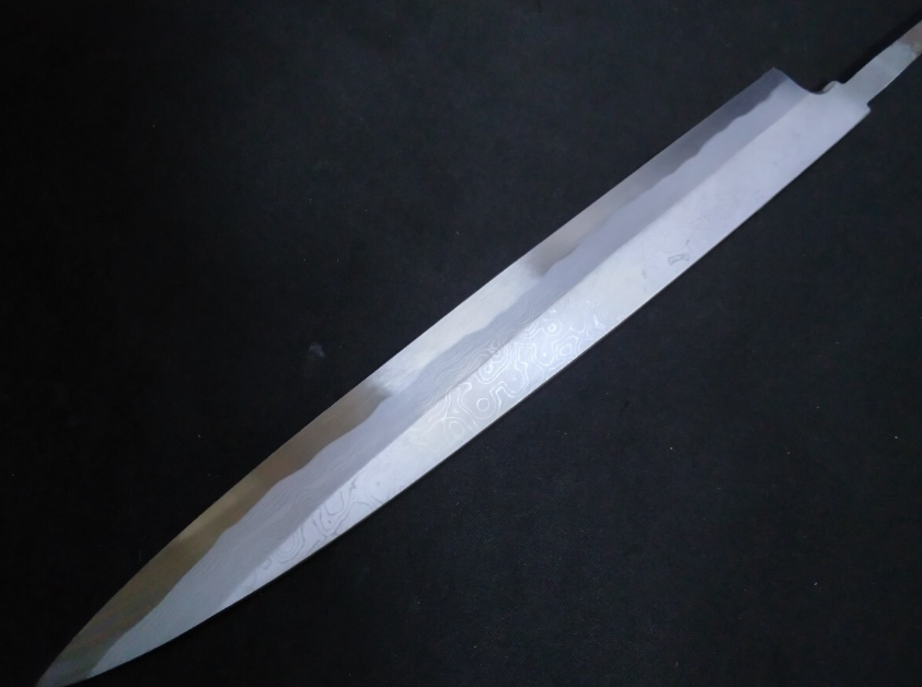 Blue Steel #2 Damascus Yanagiba 270mm- Mirror Polished Blur Finish