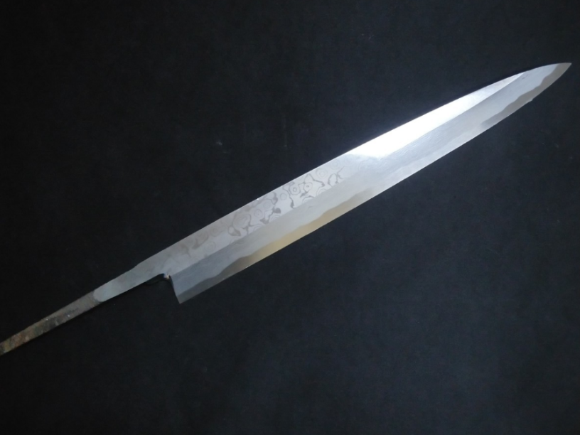 Blue Steel #2 Damascus Yanagiba 300mm- Mirror Polished Blur Finish