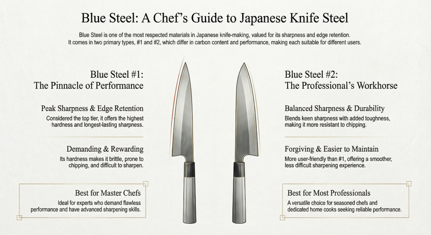 Blue Steel #1 vs. Blue Steel #2: A Guide to Choosing Your Japanese Knife Steel