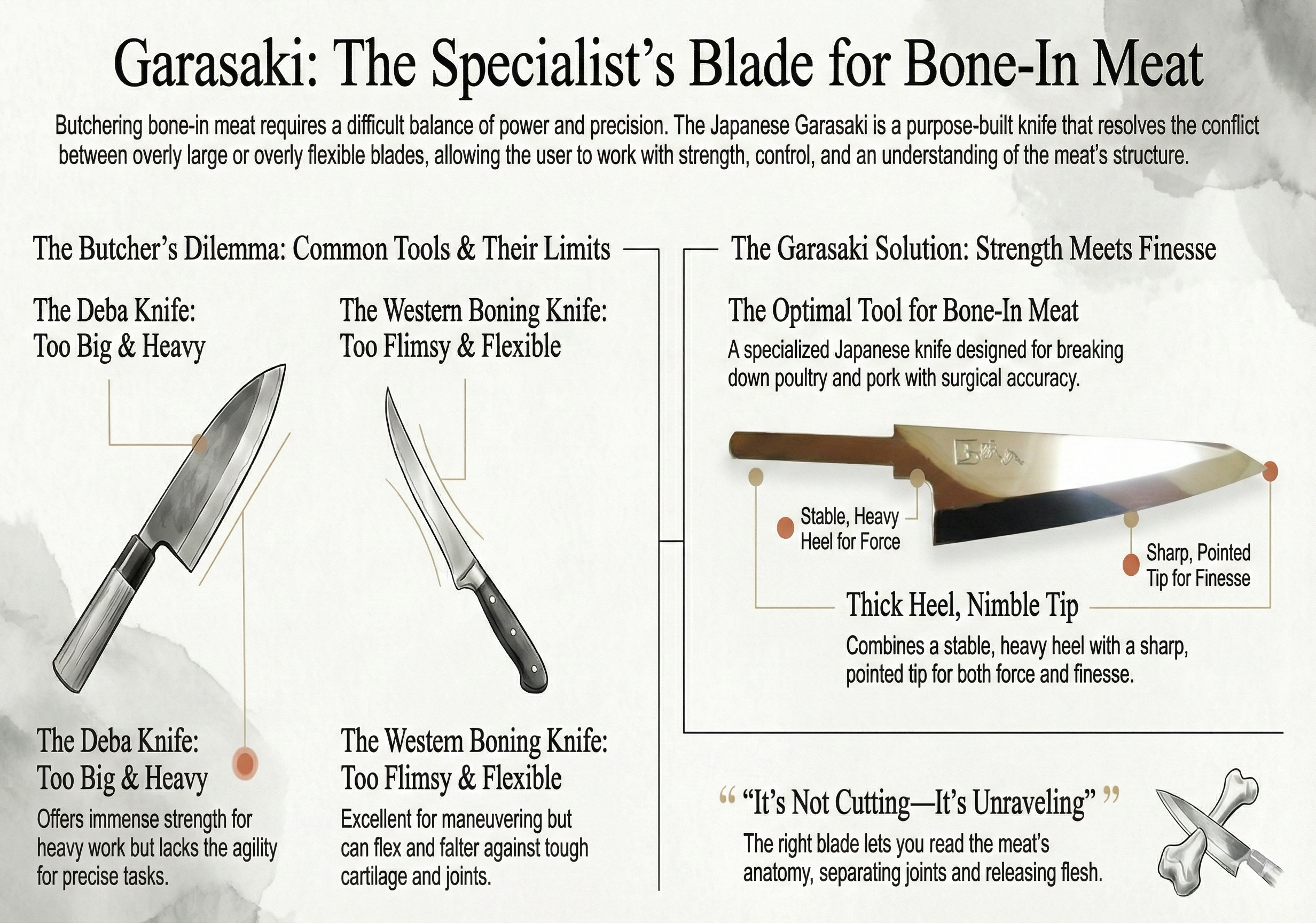 Garasaki: The Precision Tool for Breaking Down Bone-In Meat