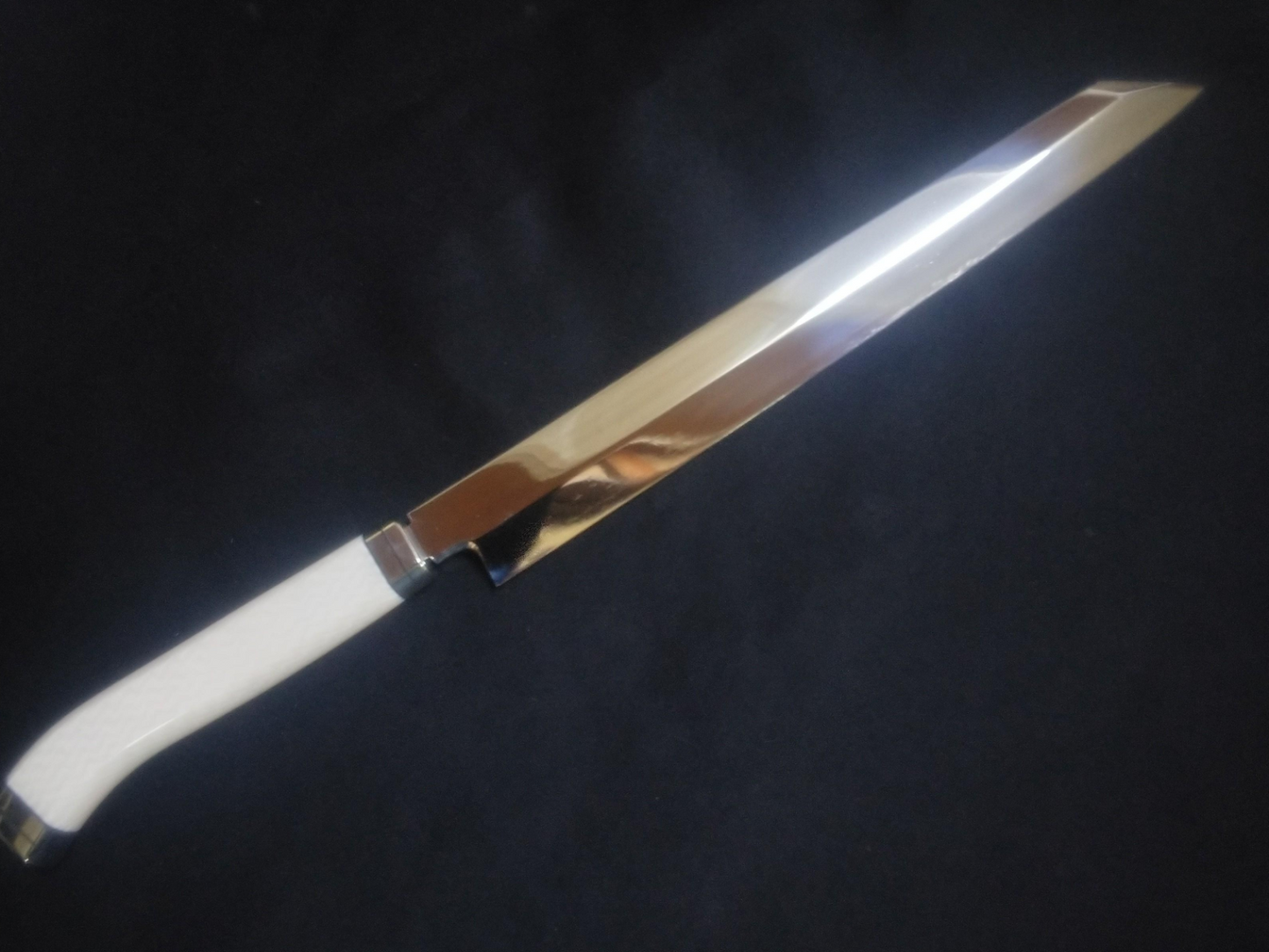Ginsan Yanagiba (Kiritsuke) 270mm -Mirror Polished (both sides) -Colored pistol-grip handle