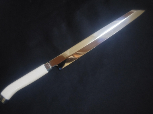 Ginsan Yanagiba (Kiritsuke) 270mm -Mirror Polished (both sides) -Colored pistol-grip handle