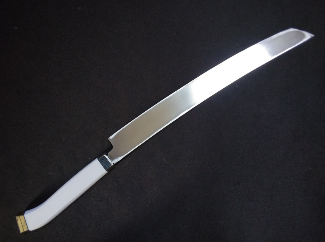 Ginsan Yanagiba(Kiritsuke) 300mm -Mirror Polished(one side) -Colored pistol-grip handle