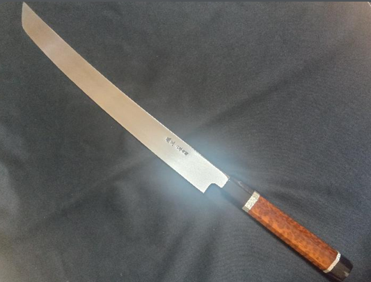 银山大马士革钢柳刃（切付）270毫米 - 镜面抛光（双面）