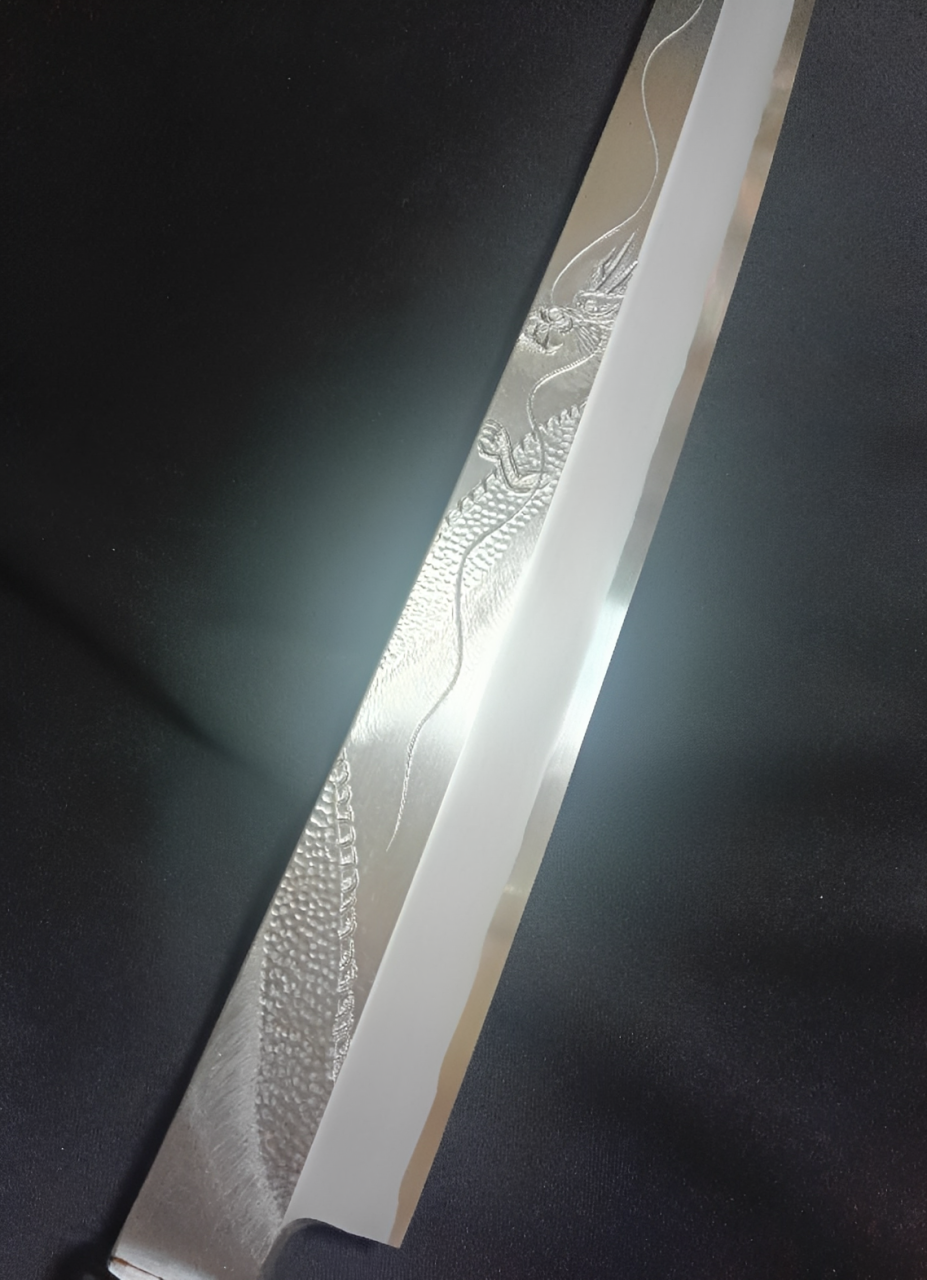 Ginsan Yanagiba (Sakimaru) 390mm - Hand-Engraved Dragon