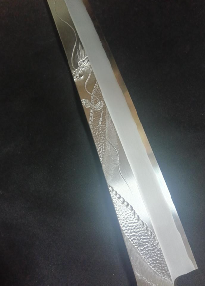Ginsan Yanagiba (Sakimaru) 390mm - Hand-Engraved Dragon