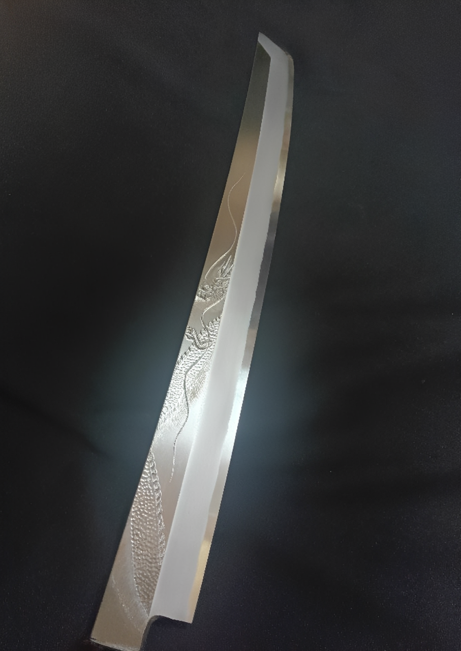 Ginsan Yanagiba (Sakimaru) 390mm - Hand-Engraved Dragon