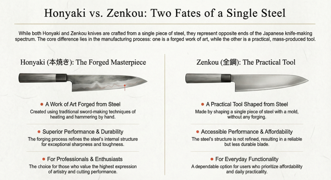 Honyaki vs. Zenkou Two Fates of a Single Steel