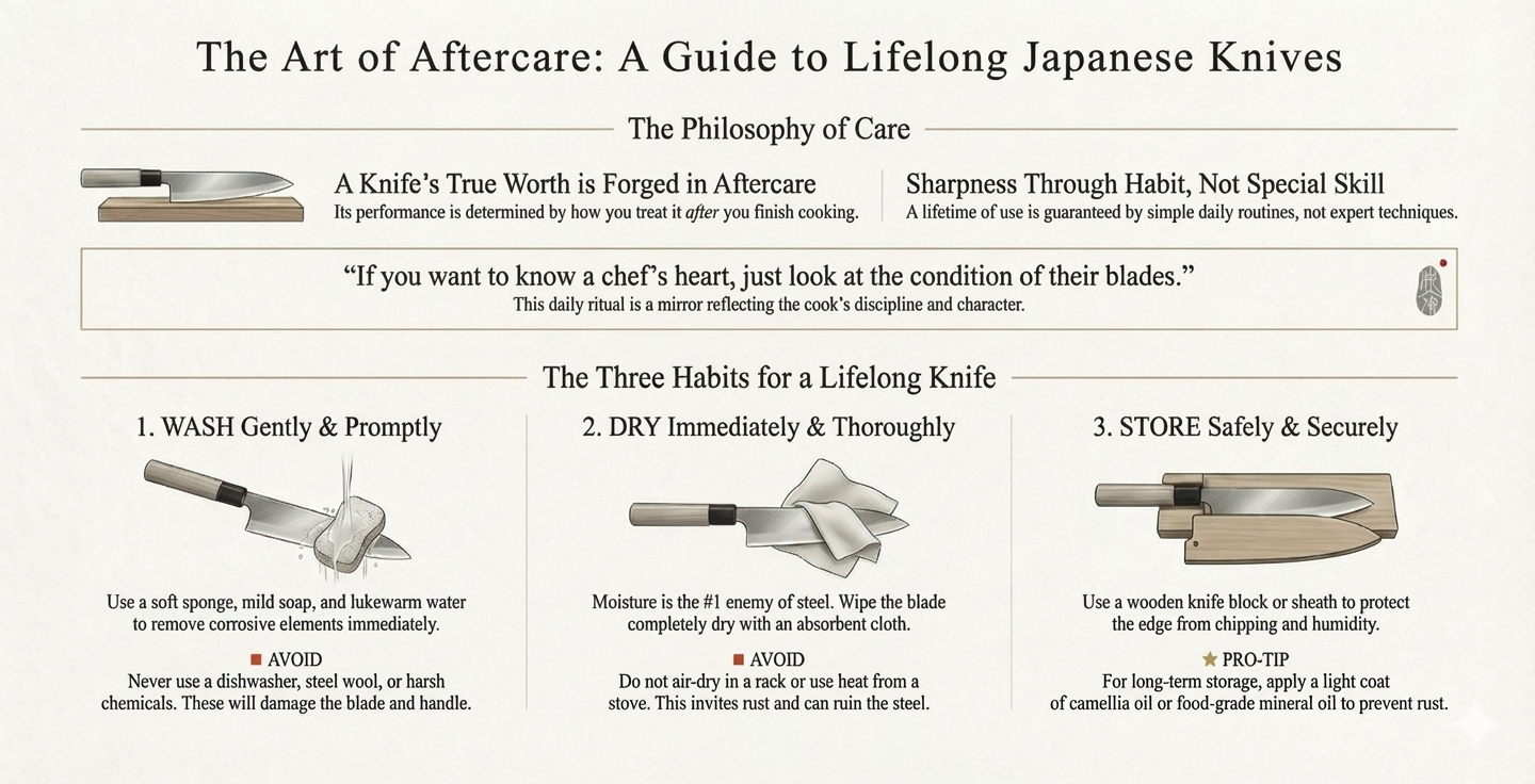 Knife Cleaning Daily Routine: Pro Tips For Sharp Blades 2 The step-by-step knife cleaning daily routine