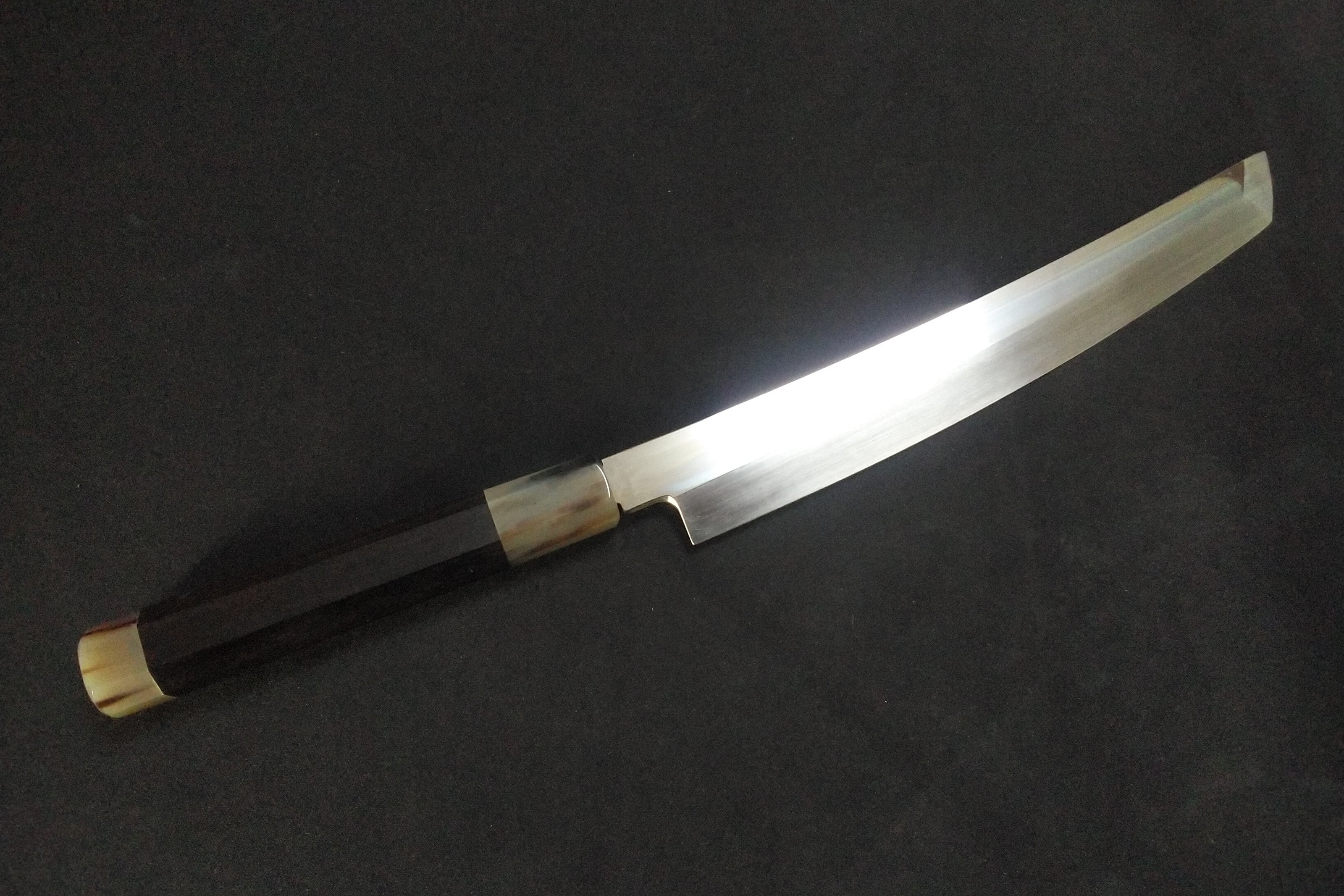 Super-Steel-Honyaki-Yanagiba-Japanese-sword-shaped-240mm-Mirror-Polished-one-side