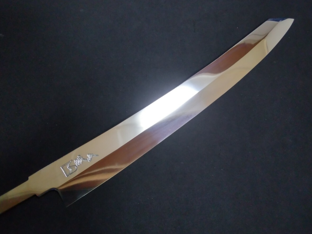 Super Steel (Honyaki) Yanagiba (Kiritsuke) 360mm-Mirror Polished (both sides)
