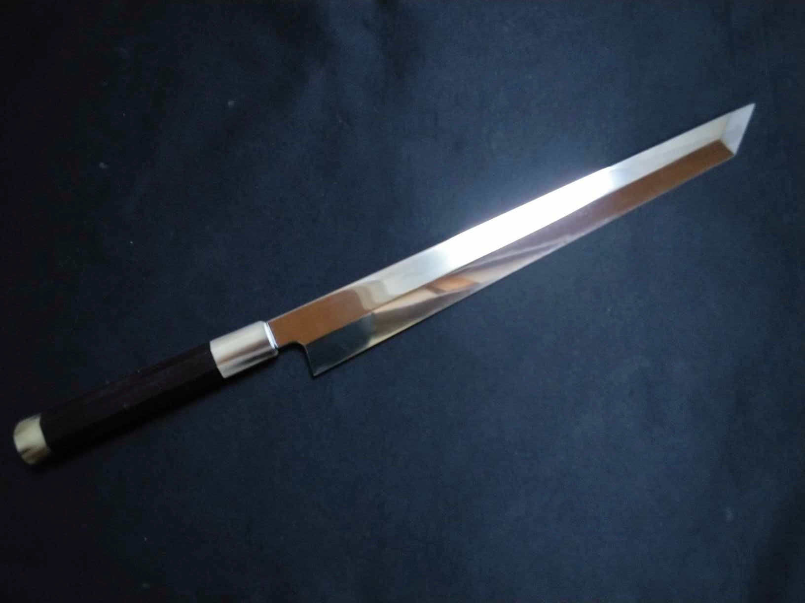 Super Steel(Honyaki) Yanagiba(Sakimaru) 330mm-Mirror Polished(both sides)