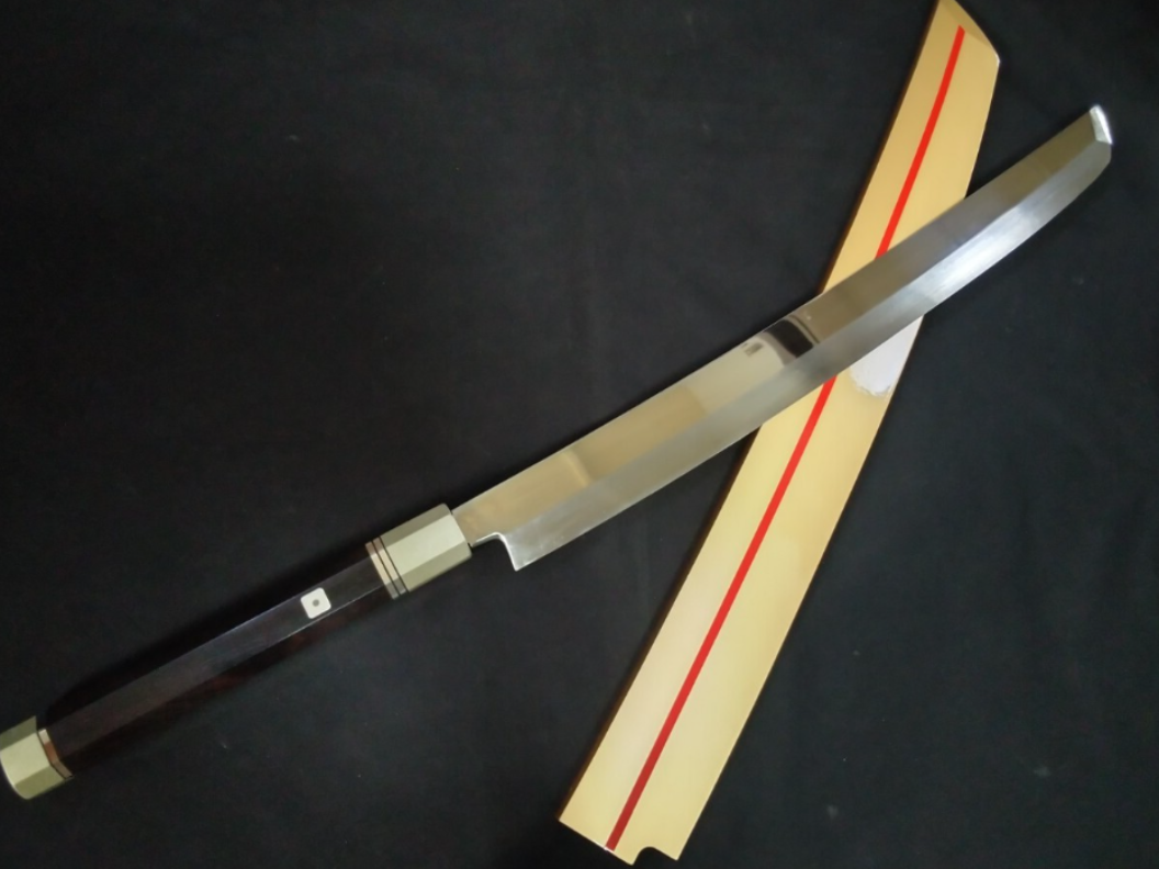Super Steel (Honyaki) Yanagiba(Sakimaru) 450mm-Mirror Polished(both sides)