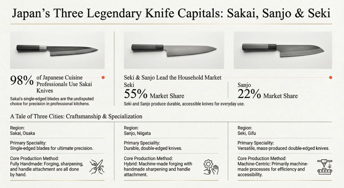 Japan’s Three Knife Capitals: Where Tradition and Craftsmanship Take Different Paths