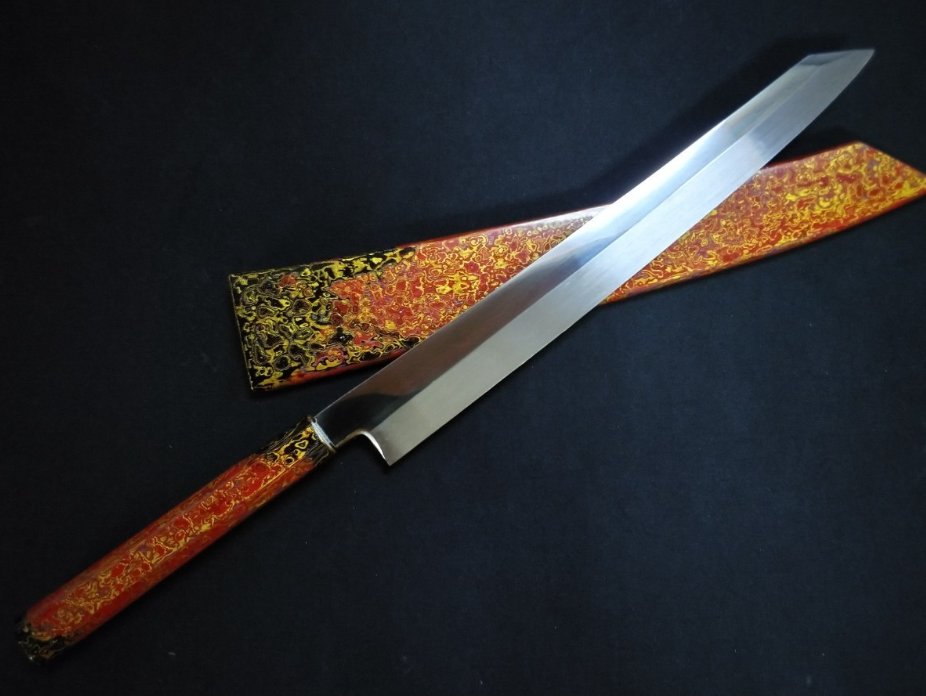 White Steel #2 (Honyaki-Mizuyaki) Yanagiba 300mm-Mirror Polished (one side)