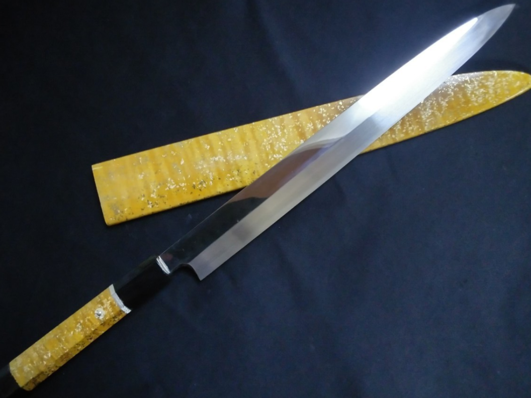 White Steel (Honyaki-Mizuyaki) Yanagiba 330mm-Mirror Polished (both sides)