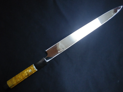 White Steel (Honyaki-Mizuyaki) Yanagiba 330mm-Mirror Polished (both sides)