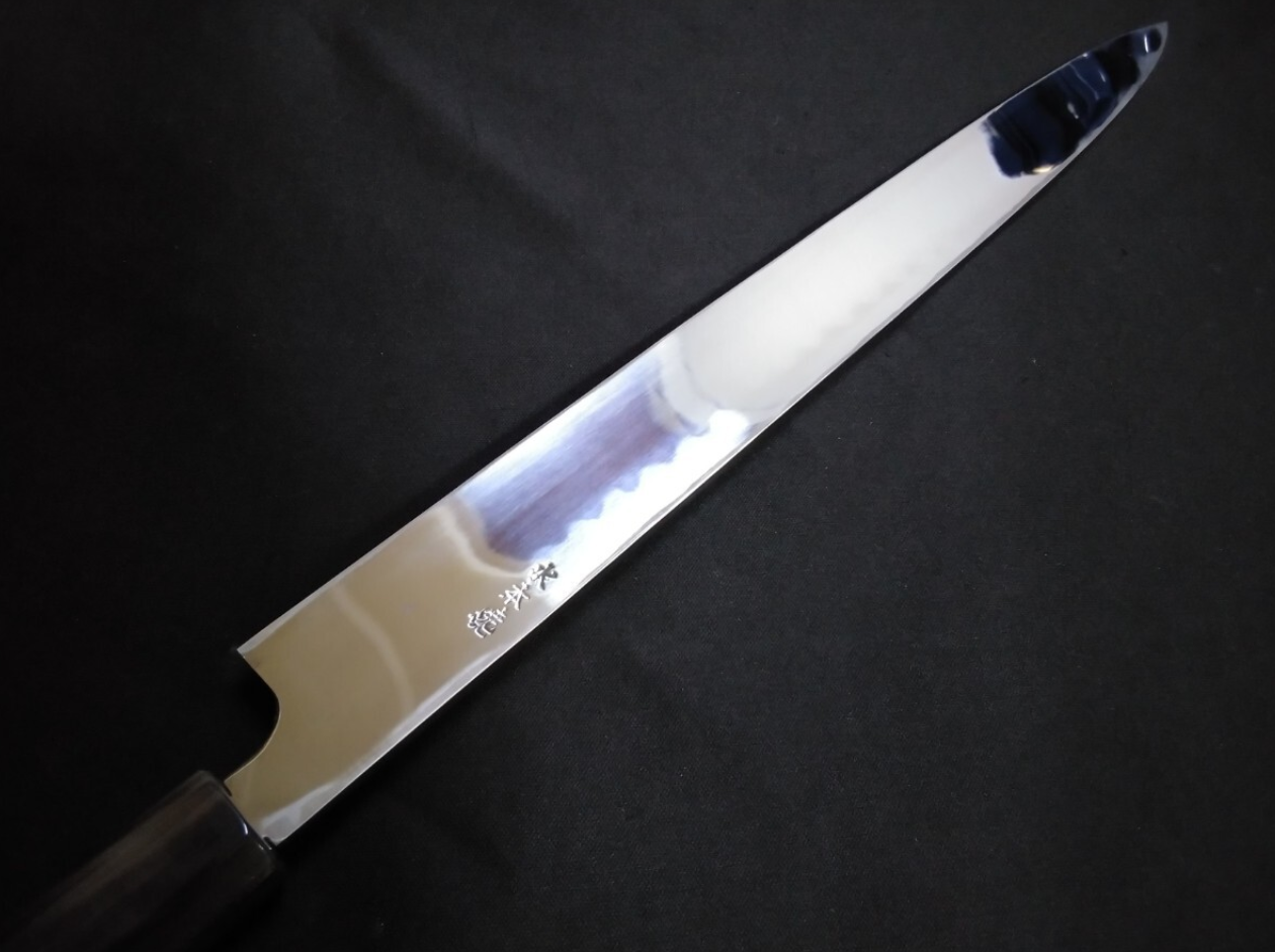 White Steel (Honyaki-Mizuyaki) Yanagiba 330mm-Mirror Polished (both sides)