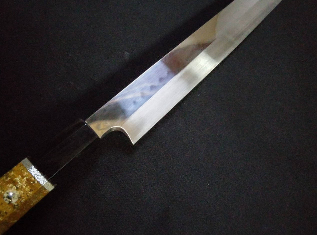 White Steel (Honyaki-Mizuyaki) Yanagiba 330mm-Mirror Polished (both sides)