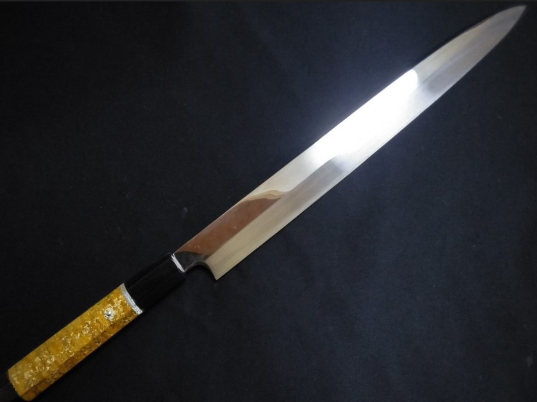 White Steel (Honyaki-Mizuyaki) Yanagiba 330mm-Mirror Polished (both sides)