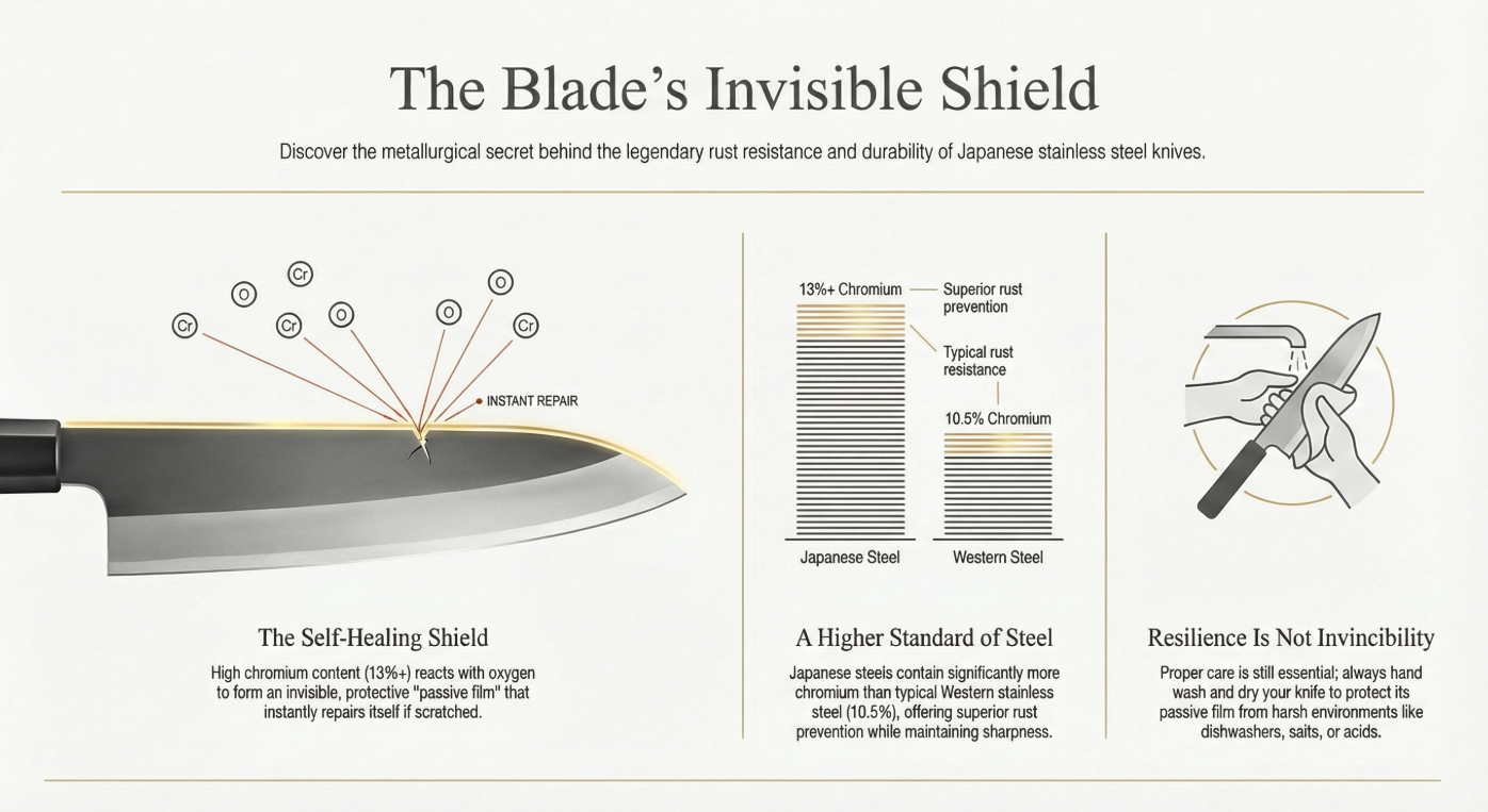 The Science Behind the Shield: Why Japanese Stainless Steel Defies Rust