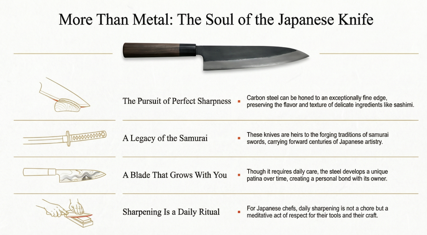 Why Japan Still Chooses Carbon Steel Knives in a Stainless Steel World