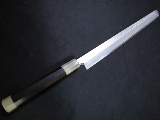 Wihte Steel #2 Damascus Yanagiba (Sakimaru) 300mm- Mirror Polished Blur Finish