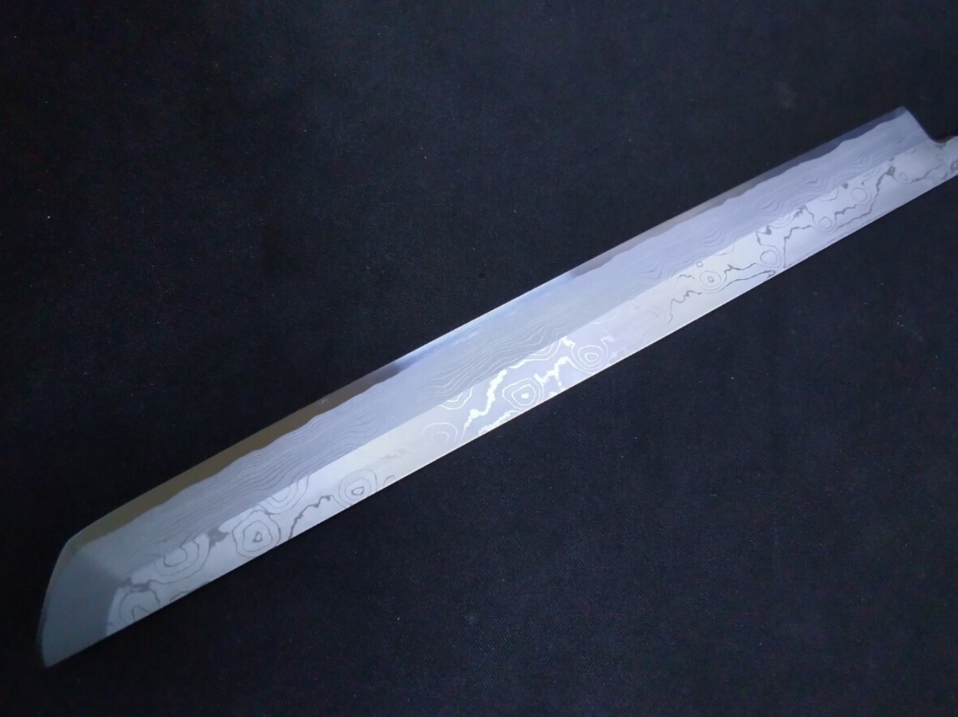 Wihte Steel#2 Damascus Yanagiba (Sakimaru) 300mm- Mirror Polished Blur Finish