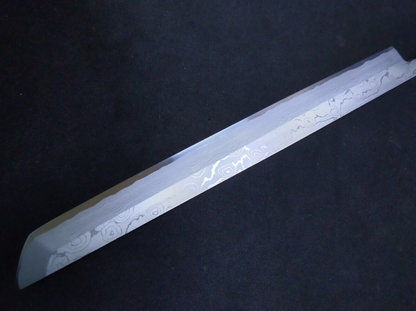 Wihte Steel#2 Damascus Yanagiba (Sakimaru) 300mm- Mirror Polished Blur Finish