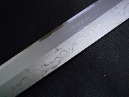 Wihte Steel#2 Damascus Yanagiba (Sakimaru) 300mm- Mirror Polished Blur Finish