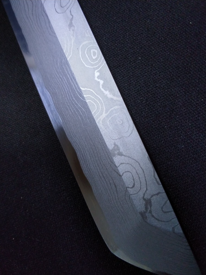 Wihte Steel#2 Damascus Yanagiba (Sakimaru) 300mm- Mirror Polished Blur Finish