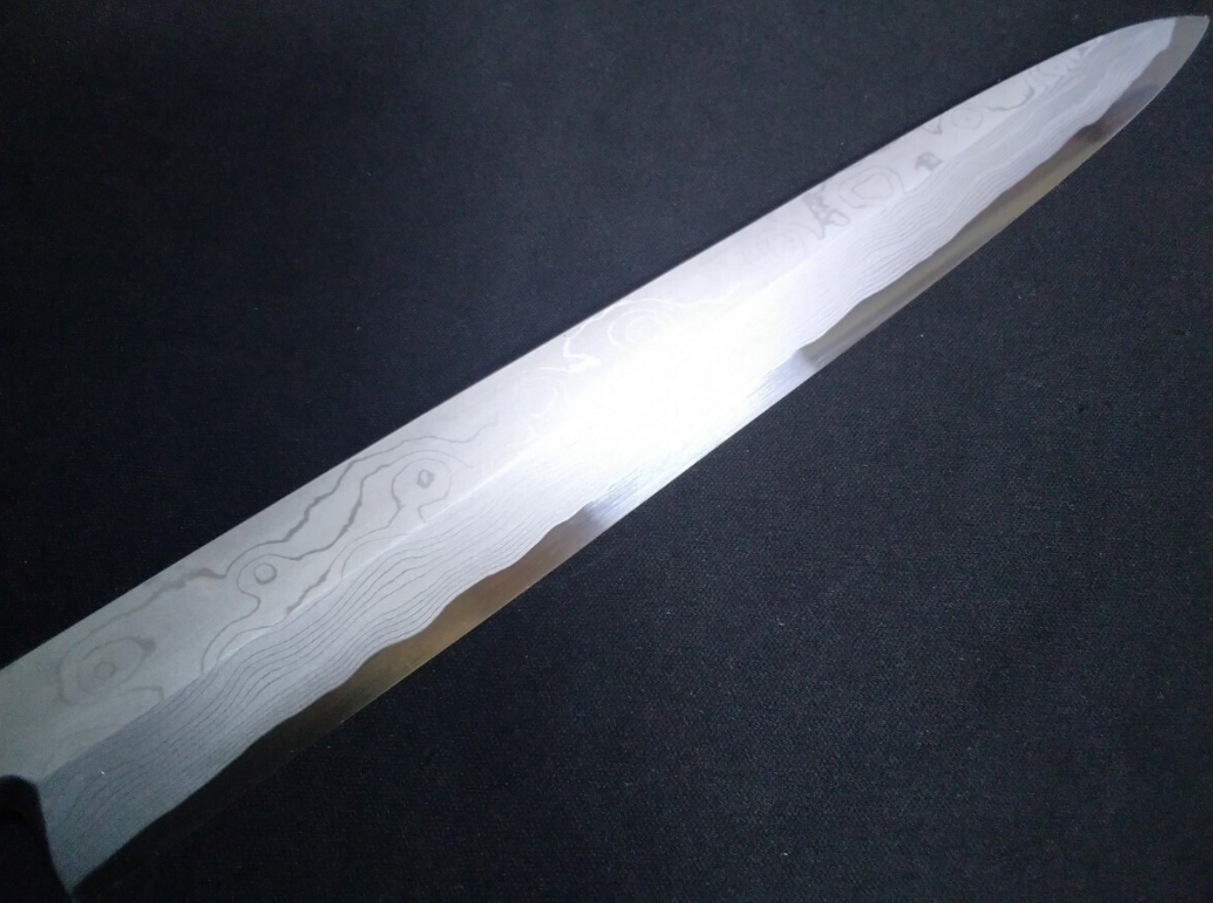 Wihte Steel#2 Damascus Yanagiba 270mm- Mirror Polished Blur Finish