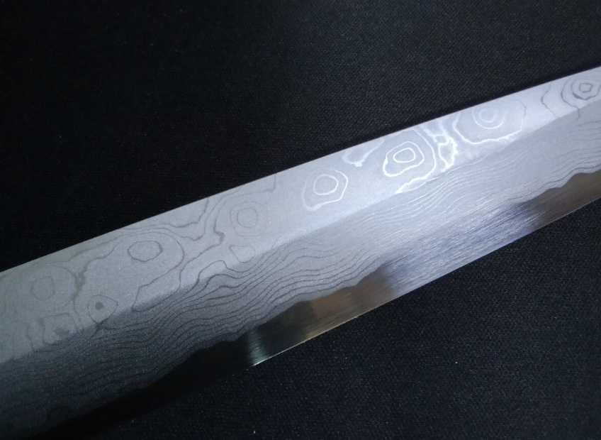 Wihte Steel#2 Damascus Yanagiba 330mm- Mirror Polished Blur Finish