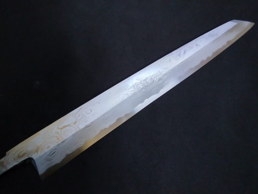 Wihte Steel #2 Damascus Yanagiba(Kiritsuke) 300mm- Mirror Polished Blur Finish