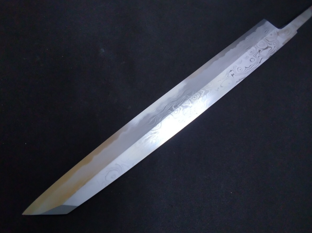 Wihte Steel #2 Damascus Yanagiba(Kiritsuke) 300mm- Mirror Polished Blur Finish